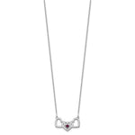 14K White Gold 3 Hearts 1 Birthstone w/ 18k Rhodium Plated Bezel Necklace view 3