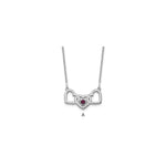 14K White Gold 3 Hearts 1 Birthstone w/ 18k Rhodium Plated Bezel Necklace view 4