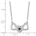14K White Gold 3 Hearts 1 Birthstone w/ 18k Rhodium Plated Bezel Necklace view 1