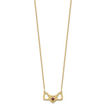 14K Yellow Gold 3 Hearts 1 Birthstone w/ 14k Bezel Necklace view 3