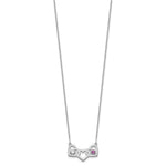 14K White Gold 3 Hearts 2 Birthstones w/ 18k Rhodium Plated Bezels Necklace view 3