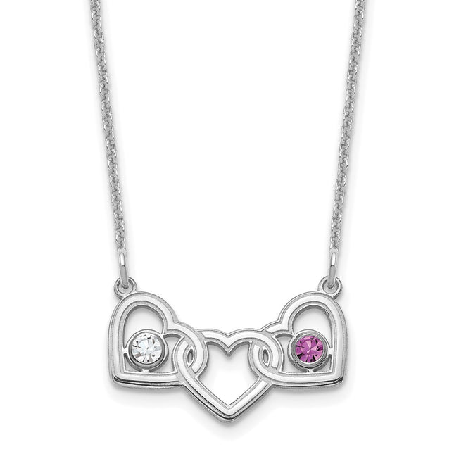 14K white gold birthstone necklace, alternate view