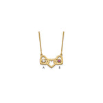 14K Yellow Gold 3 Hearts 2 Birthstones w/ 14k Bezel Necklace view 1
