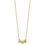 14K Yellow Gold 3 Hearts 3 Birthstones w/ 14k Bezel Necklace view 3