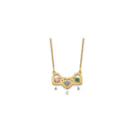 14K Yellow Gold 3 Hearts 3 Birthstones w/ 14k Bezel Necklace view 1