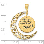 14K Yellow Gold LOVE YOU TO THE MOON Signature Pendant view