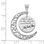14K White Gold LOVE YOU TO THE MOON Signature Pendant view