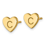 14k & 10k Gold Initial Heart Post Earrings view 2