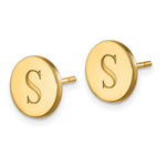 14k & 10k Gold Round Initial Post Earrings view 2