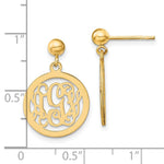 Sterling Silver/Gold-plated Round Monogram Dangle Earrings view