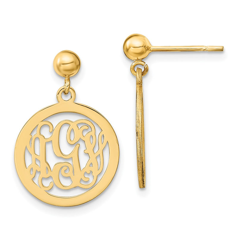 Sterling silver monogram drop earrings