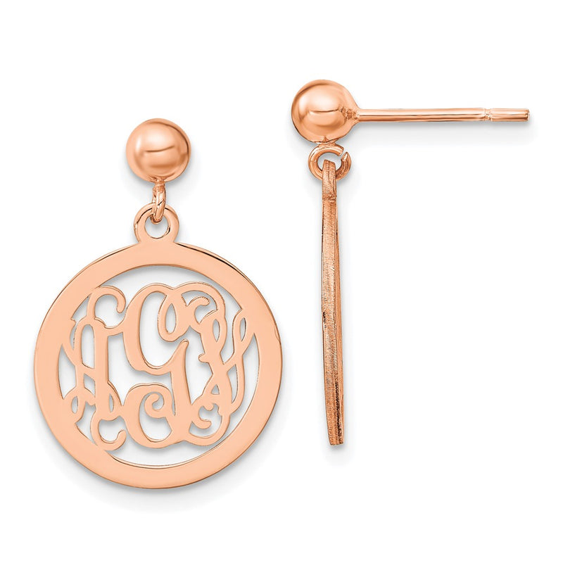 Sterling silver monogram drop earrings
