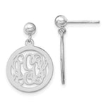 Sterling Silver/Rhodium-plated Round Monogram Dangle Earrings view 1