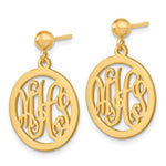 14K Yellow Gold Monogram Dangle Earrings, 25 x 15mm view