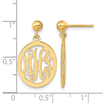 14K Yellow Gold Monogram Dangle Earrings, 25 x 15mm view