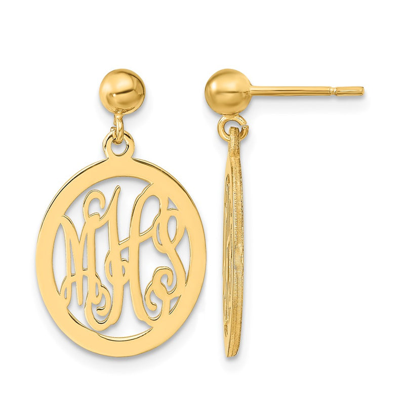 Sterling silver monogram drop earrings