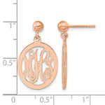 Sterling Silver/Rose-plated Monogram Dangle Earrings, 25 x 15mm view