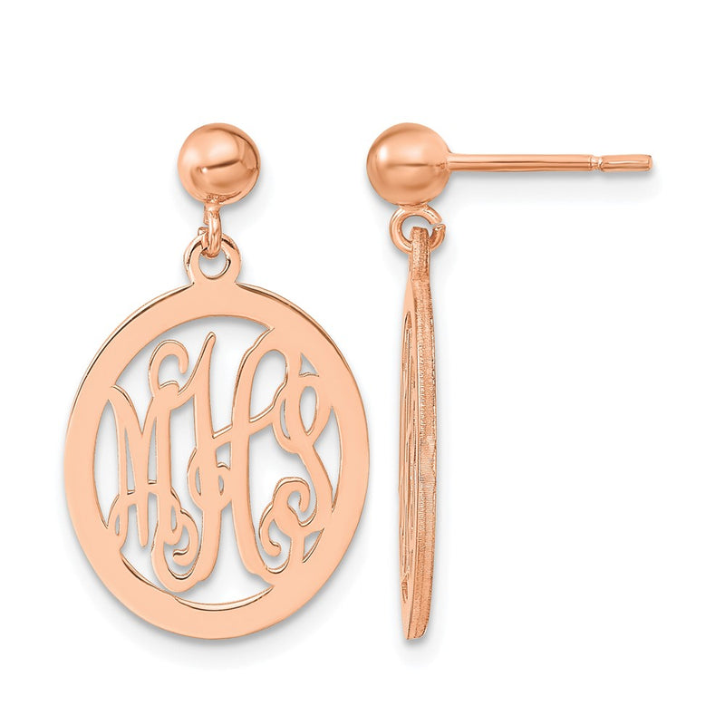 Sterling silver monogram drop earrings