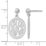 Sterling Silver/Rhodium-plated Monogram Dangle Earrings, 25 x 15mm view