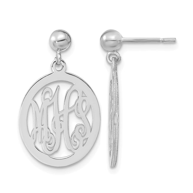 Sterling silver monogram drop earrings