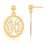 14K Yellow Gold Monogram Dangle Earrings, 25 x 15mm view