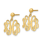 14K Yellow Gold Monogram Dangle Earrings, 22 x 18mm view