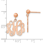 Sterling Silver/Rose-plated Monogram Post Dangle Earrings view