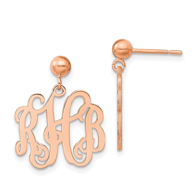 Sterling silver monogram drop earrings