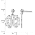 14K White Gold Monogram Dangle Earrings, 22 x 18mm view