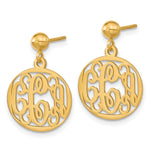 14K Yellow Gold Monogram Dangle Earrings, 21 x 16mm view
