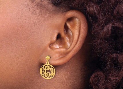 Sterling Silver/Gold-plated Monogram Dangle Earrings (Style XNE20GP)