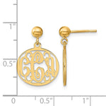 14K Yellow Gold Monogram Dangle Earrings, 21 x 16mm view