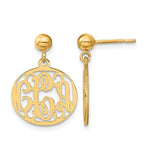 14K Yellow Gold Monogram Dangle Earrings, 21 x 16mm view