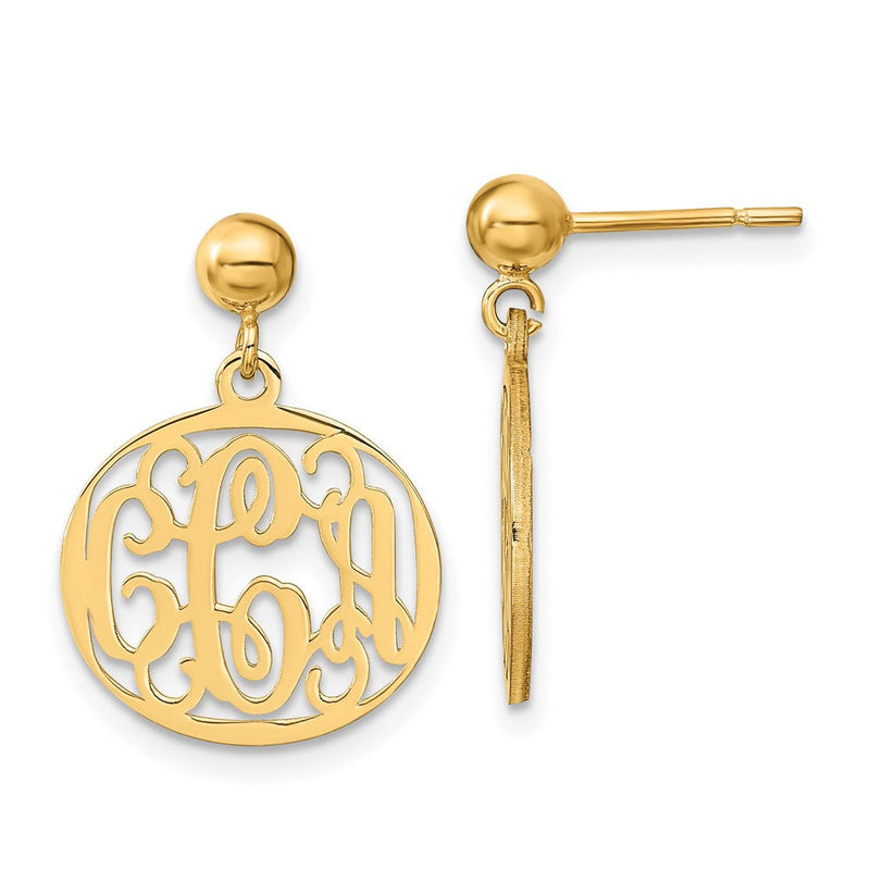 Sterling silver monogram drop earrings