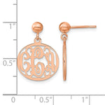 Sterling Silver/Rose-plated Monogram Dangle Earrings, 21 x 16mm view