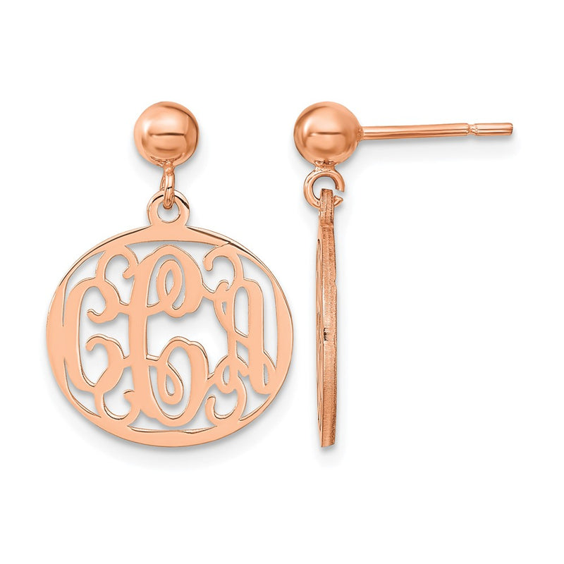 Sterling silver monogram drop earrings