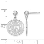 Sterling Silver/Rhodium-plated Monogram Dangle Earrings, 21 x 16mm view