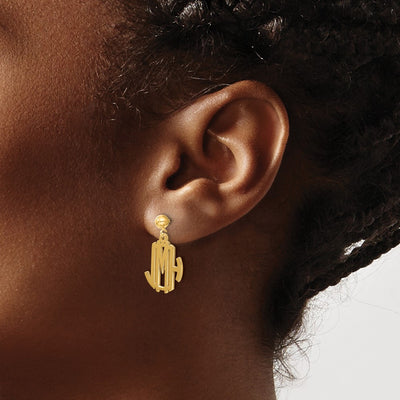Sterling Silver/Gold-plated Monogram Dangle Earrings, 23 x 11mm
