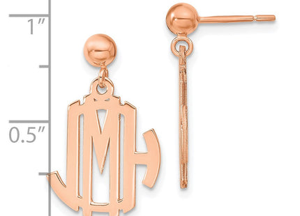 Sterling Silver/Rose-plated Monogram Dangle Earrings (Style XNE21RP)