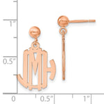 Sterling Silver/Rose-plated Monogram Dangle Earrings, 23 x 11mm view