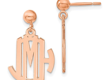 Sterling Silver/Rose-plated Monogram Dangle Earrings (Style XNE21RP)