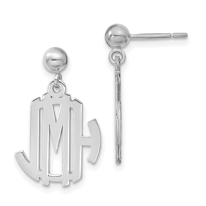 Sterling silver monogram drop earrings