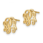 14K Yellow Gold Monogram Post Earrings, 10 x 12mm view