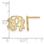 14K Yellow Gold Monogram Post Earrings, 10 x 12mm view