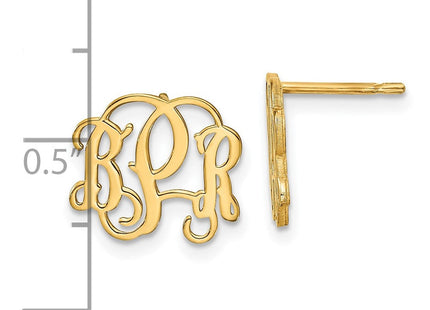 Sterling Silver/Gold-plated Monogram Post Earrings (Style XNE23GP)