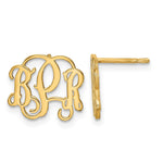 14K Yellow Gold Monogram Post Earrings, 10 x 12mm view