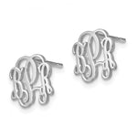 14K White Gold Monogram Post Earrings, 10 x 12mm view