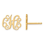 14K Yellow Gold Monogram Post Earrings, 10 x 12mm view