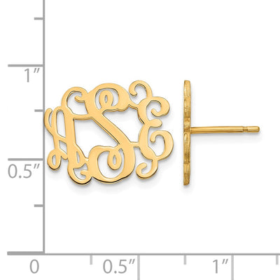 Sterling Silver/Gold-plated Monogram Post Earrings, 13 x 16mm