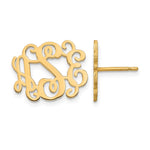 14K Yellow Gold Monogram Post Earrings, 13 x 16mm view